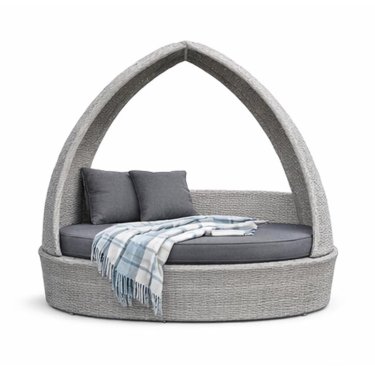 Outdoor Wicker Canopy Day Bed with Curved Frame and Cushions Manufacturers, Suppliers in Delhi