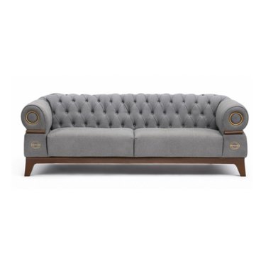 Classic Grey Chesterfield Sofa with Rolled Arms and Gold Accent Details Manufacturers, Suppliers in Delhi