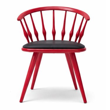 Designer Red Spindle Back Chair with Black Seat Pad Manufacturers, Suppliers in Delhi