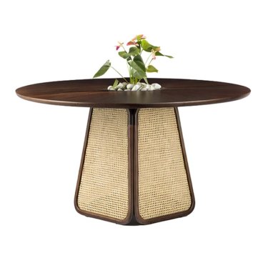 Round Cane Dining Table with Rattan Panel Base Design Manufacturers, Suppliers in Delhi