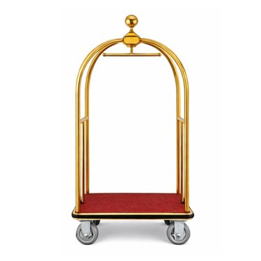 Gold Arched Bellman Luggage Cart with Red Carpet Platform Manufacturers, Suppliers in Delhi