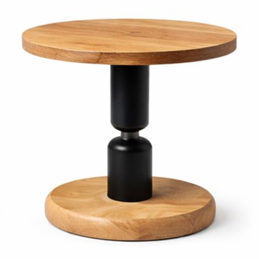 Round Wooden Dining Table with Black Central Column and Solid Base Manufacturers, Suppliers in Delhi