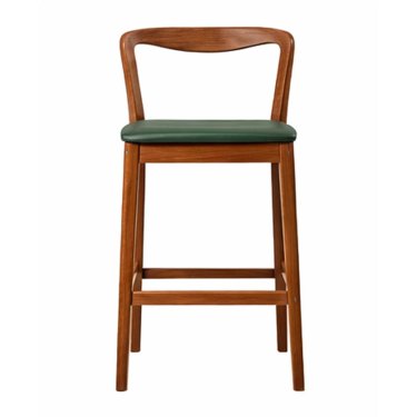 Modern Wooden Bar Stool with Green Seat and Brass Footrest Manufacturers, Suppliers in Delhi