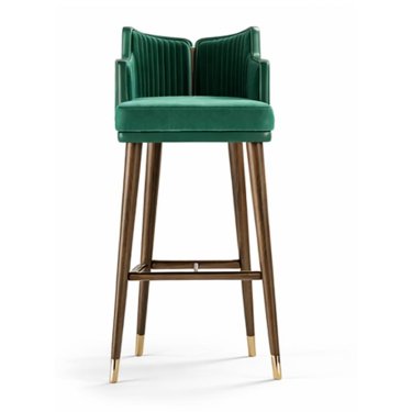 Contemporary Wooden Bar Stool with Green Upholstery and Gold Base Manufacturers, Suppliers in Delhi