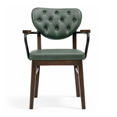 Classic Wooden Restaurant Armchair with Green Upholstered Seat and Back Manufacturers, Suppliers in Delhi
