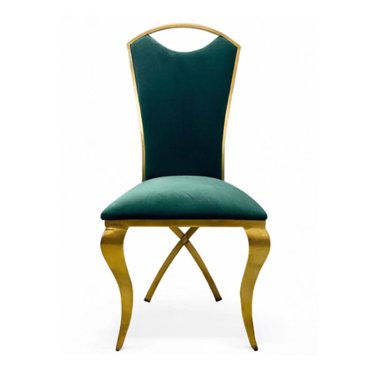 Curved Back Green Velvet PVD Banquet Chair with Gold Cross Legs Manufacturers, Suppliers in Delhi
