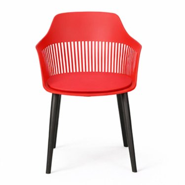 Stackable Red Plastic Cafe Chair with Open Back Pattern Manufacturers, Suppliers in Delhi