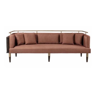 Luxury Rust Velvet Linear Sofa with Slim Tapered Brass Legs Manufacturers, Suppliers in Delhi