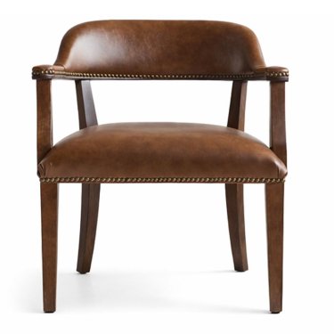 Classic Brown Leather Armchair with Wood Legs and Studded Manufacturers, Suppliers in Delhi