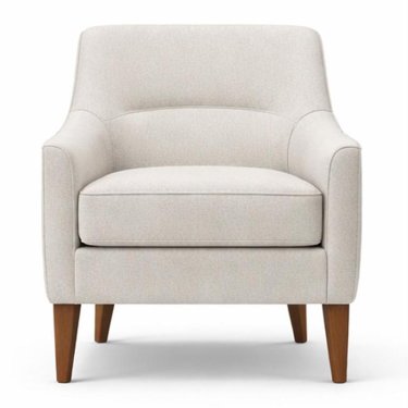 Minimalist Cream Fabric Lounge Chair with Tapered Wooden Legs Manufacturers, Suppliers in Delhi