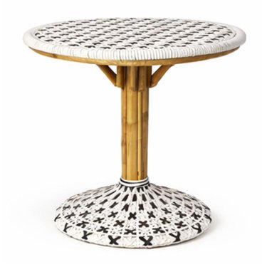 Round White and Black Mosaic Top Wicker Table with Metal Base Manufacturers, Suppliers in Delhi